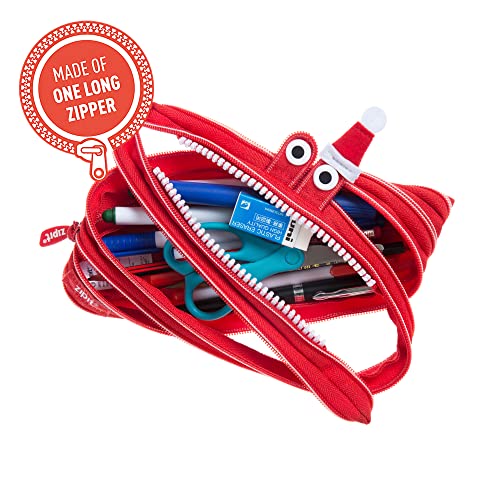 ZIPIT Christmas Monster Pencil Case for Kids, Holiday Themed Gift for Kids, Pencil Bag for Boys & Girls, Red - Image 2