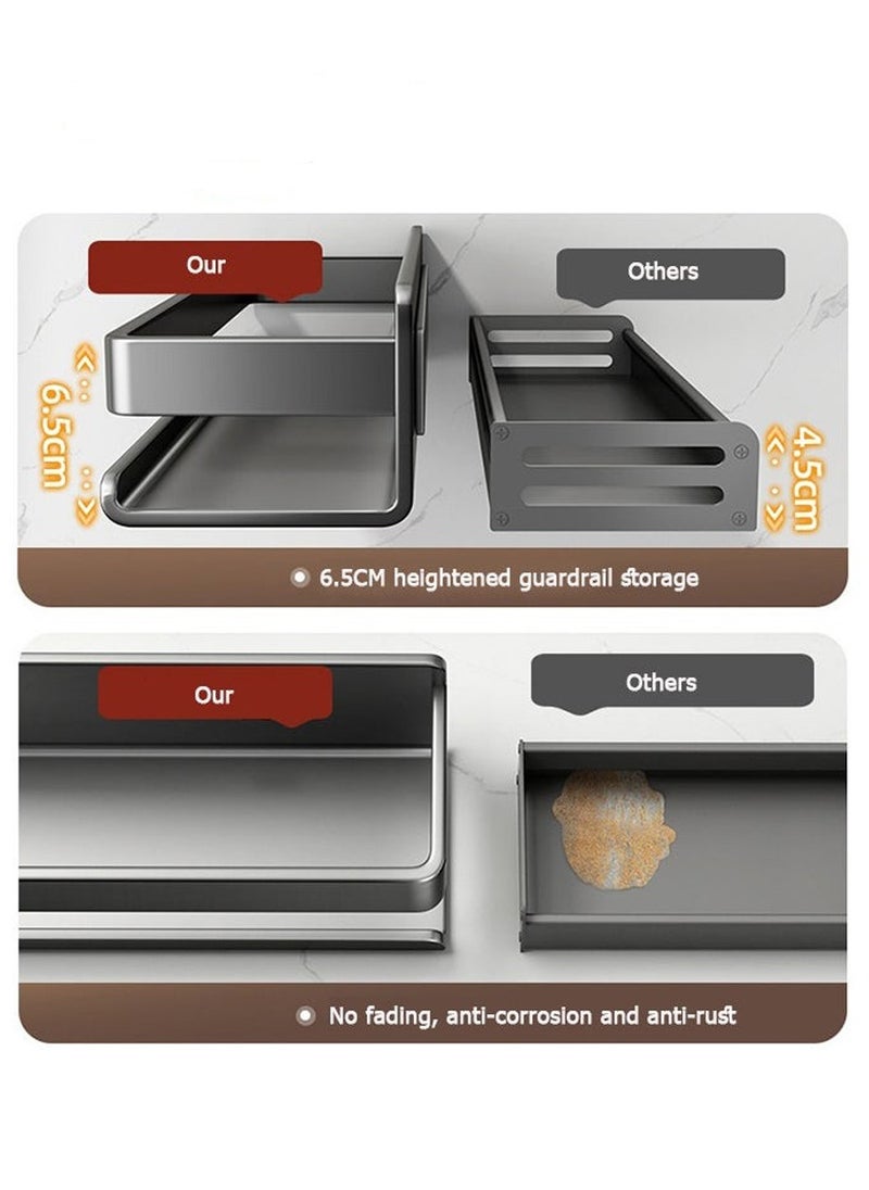 وانغبانغزي رف التوابل اللاصق الجديد من Carbon Ste2PC، لا يتطلب أي ثقب، رفوف تخزين من الفولاذ المقاوم للصدأ، رف تخزين برطمانات التوابل على الحائط، رفوف المطبخ للمطبخ والحمام، رف Greyel بطول 50 سم، أدوات التركيب (لا يتطلب برطمانات توابل)  - Image 4