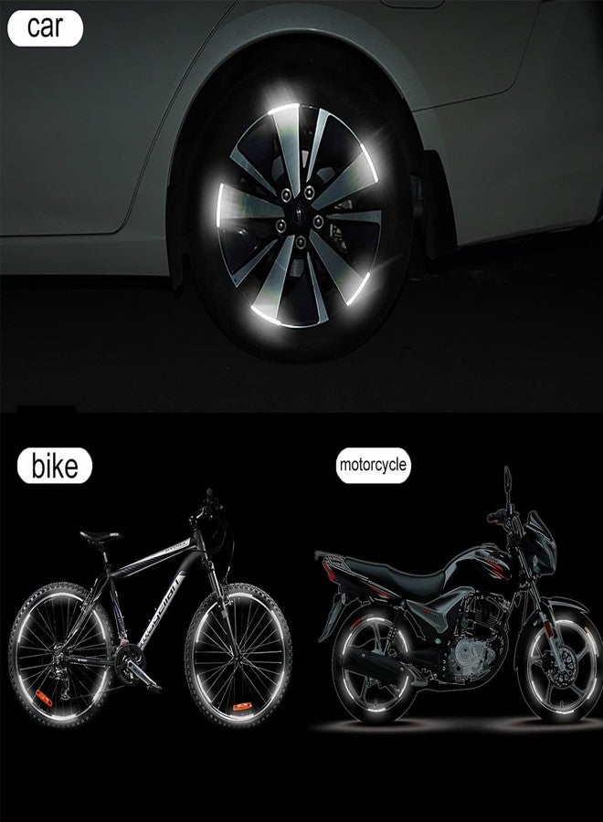 CarFrill 20pcs Reflective Wheel Rim Stripe Decal Sticker for Car Motorcycle Wheels Cycling Bike Bicycle Night Safety Decoration Stripe Universal Anti-Scratch Reflective Rim Sticker (White Sports) - Image 2