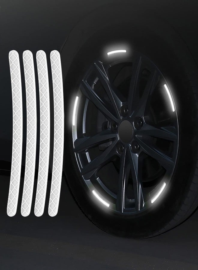 CarFrill 20pcs Reflective Wheel Rim Stripe Decal Sticker for Car Motorcycle Wheels Cycling Bike Bicycle Night Safety Decoration Stripe Universal Anti-Scratch Reflective Rim Sticker (White Sports) - Image 1