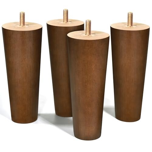 AORYVIC Furniture Legs Wood Sofa Legs Walnut Color Couch Replacement Legs for Cabinet Vanity Couch Chair Dresser Pack of 4 (6 inch) - Image 1