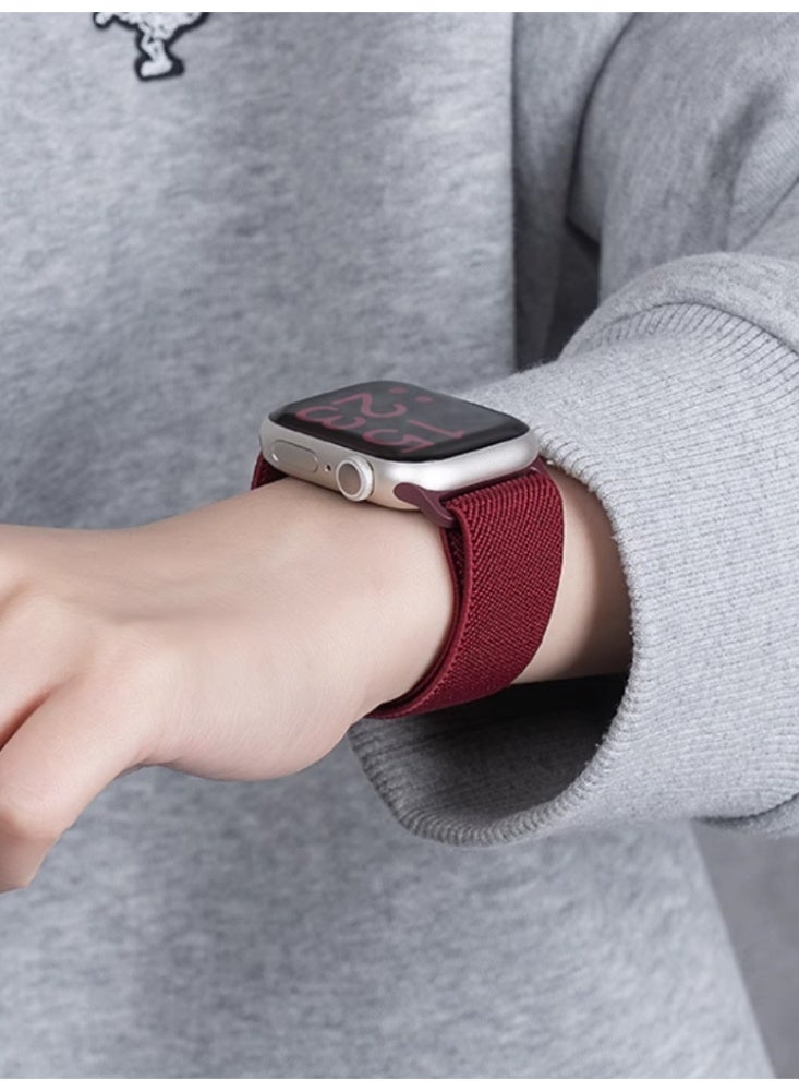Suitable for Apple Watch iwatch S3/2/1【42mm】 Strap, Flat Nylon Braided Magnetic Sports Strap，Red - Image 3