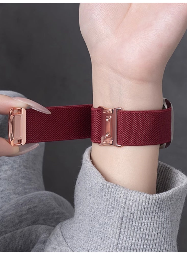 Suitable for Apple Watch iwatch S3/2/1【42mm】 Strap, Flat Nylon Braided Magnetic Sports Strap，Red - Image 5