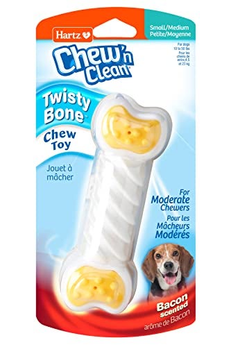 Hartz Chew ‘n Clean Twisty Bone Dog Chew Toy, Bacon Scented Chew Toy for Moderate Chewers, Small/Medium, Color Varies - Image 1