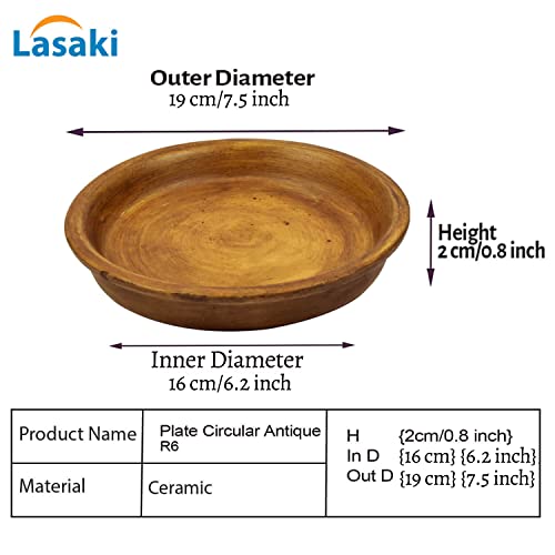 Lasaki Round Ceramic Trays (Plates Saucers) for Pots, planters, Flower, Succulent(Set of 2,Antique_1,6 inch) R6(Plants not Included) - Image 2