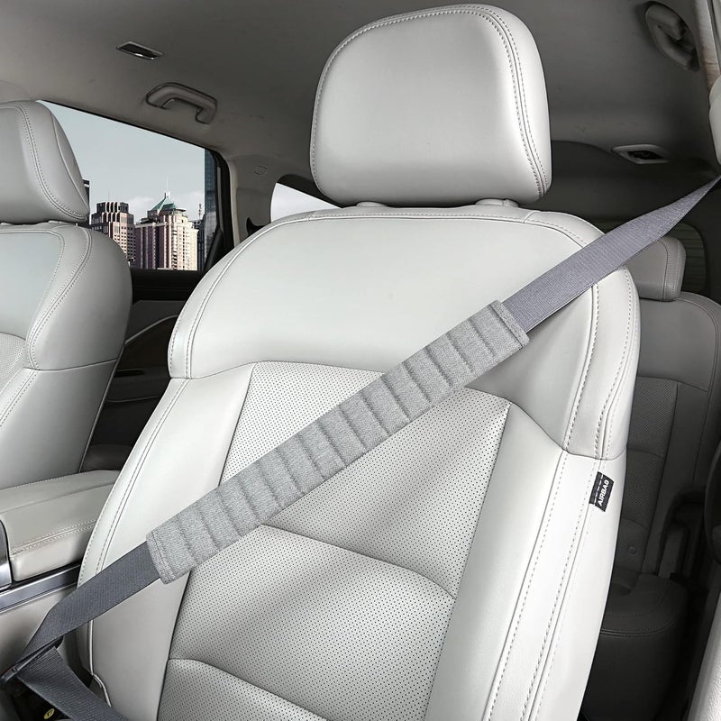 Car Seatbelt Covers Cushion Shoulder Pads Protector Sleeve for Adults, Auto Extra Long Seat Belt Strap Cover Decorations for Women, Kids, Honda, Trucks Accessories, 1pc, 15.5in, Gray