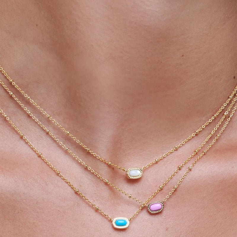 Kendra Scott Mini Elisa 14k Gold-Plated Satellite Short Pendant Necklace in Fuchsia Magnesite, Fashion Jewelry for Women - Image 4