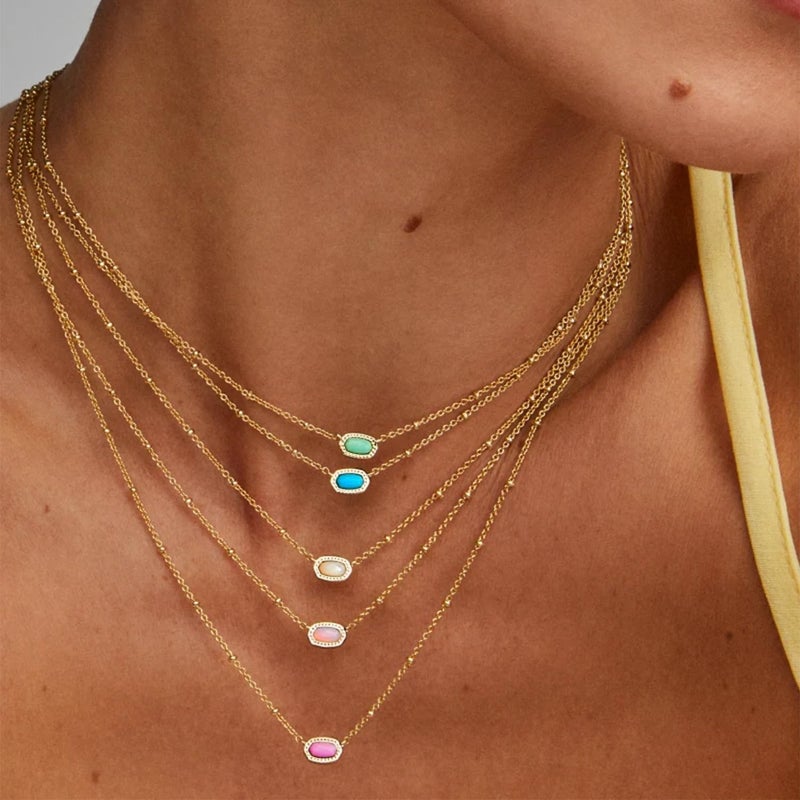 Kendra Scott Mini Elisa 14k Gold-Plated Satellite Short Pendant Necklace in Fuchsia Magnesite, Fashion Jewelry for Women - Image 3