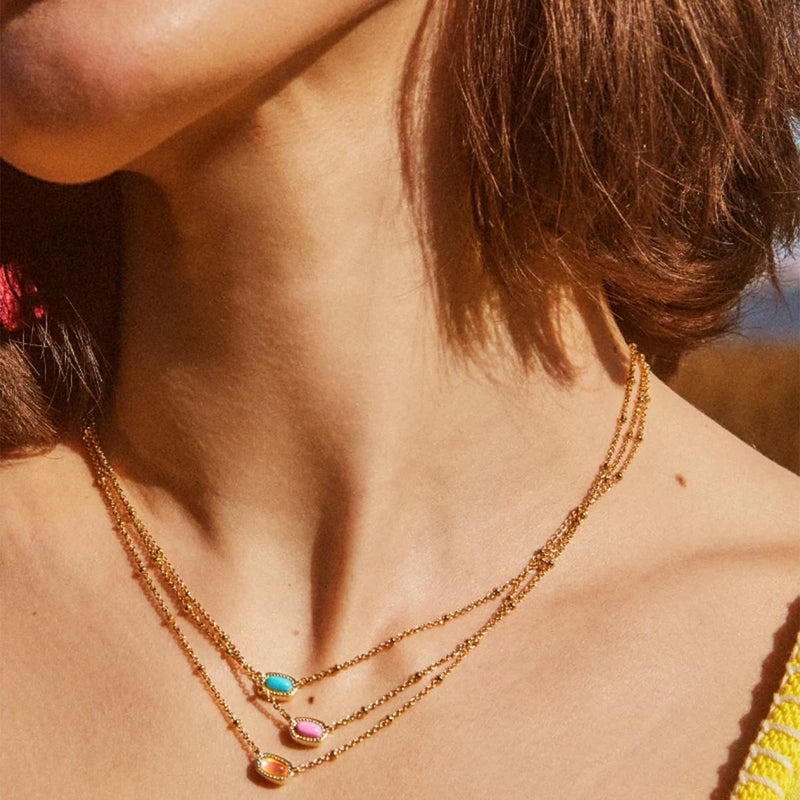 Kendra Scott Mini Elisa 14k Gold-Plated Satellite Short Pendant Necklace in Fuchsia Magnesite, Fashion Jewelry for Women - Image 5