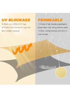 Vparty Sun Shade Sails Square Canopy, 185GSM Rectangle Shade Sail Water Permeable & UV Block, Heavy Duty, Easy Install & Durable for Outdoor Patio Garden Backyard  - Image 5