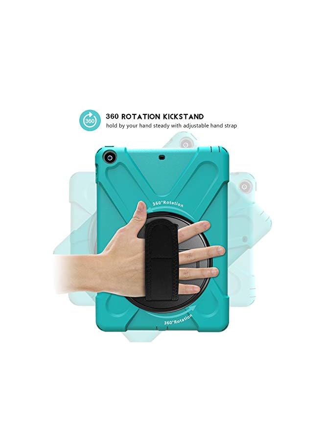 Procases Ipad 9.7 2018 2017 (6Th / 5Th Gen) Rugged Case With Hand Strap, Shockproof Heavy Duty Protective Case Cover, With 360 Degree Rotating Kickstand Shoulder Strap -Teal - Image 2