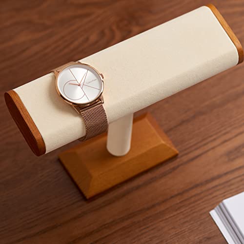 Oirlv Solid Wood T-Bar Watch Display Stand Jewelry Organizer Holder for Watch Bracelet Countertop Table Top Jewelry Tower(Creamy-white) - Image 3