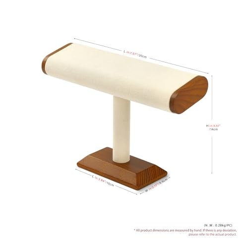 Oirlv Solid Wood T-Bar Watch Display Stand Jewelry Organizer Holder for Watch Bracelet Countertop Table Top Jewelry Tower(Creamy-white) - Image 5