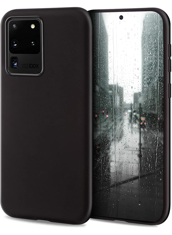 إيروريكس جراب سيليكون للهاتف متوافق مع Samsung Galaxy S20 Ultra جراب سيليكون فائق النحافة مقاوم للصدمات مع بطانة ناعمة من الألياف الدقيقة المضادة للخدش وحماية محسنة للكاميرا مقاس 6.9 بوصة أسود - Image 1