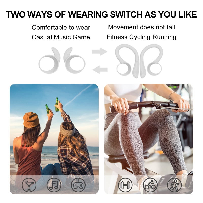 Loluka Over Ear Wireless Earbuds with Earhooks Running Bluetooth Earbuds with Ear Hook Waterproof Small Earphones in Ear Headphones Noise Cancelling Headset Android Ear Buds for Workout Sport Gym - Image 2