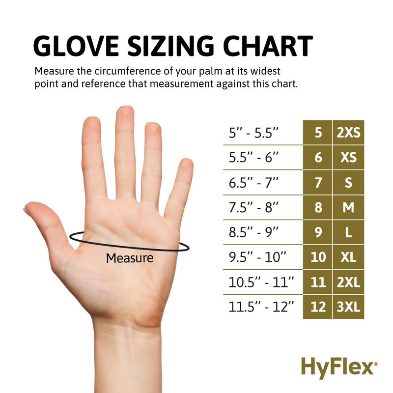 Ansell HYFLEX 11-600 Light Duty Nylon Industrial Gloves w/Palm Coating for Metal Fabrication, Automotive - Medium (8), Black (12 Pairs) - Image 5