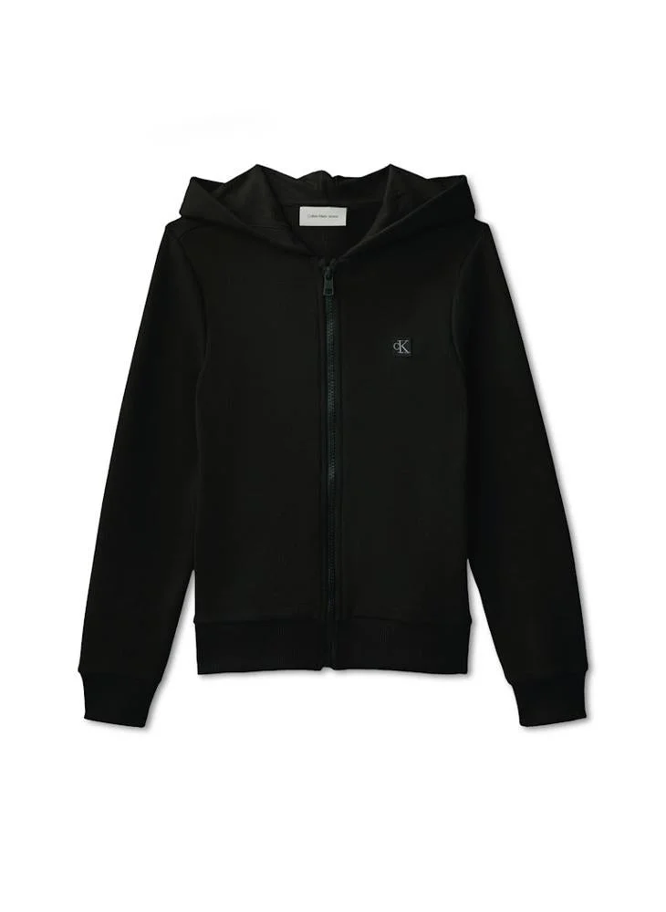 Calvin Klein Jeans Ck Black Youth Logo Zip Through Hoodie for Men | Best Price UAE