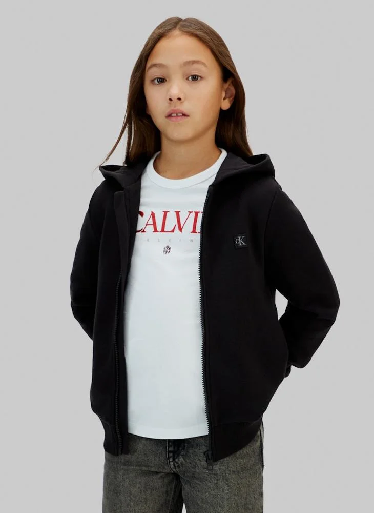 Calvin Klein Jeans Ck Black Youth Logo Zip Through Hoodie for Men | Best Price UAE