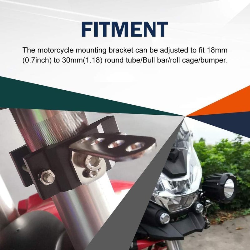 Chelhead Motorcycle 1.2 Inch Mount Brackets Bicycle Car Bull Bar Holder Clamp Samman Off Road Tube Clamps Mounting Brackets for LED Light bar Work Lights Lamps 2PCS (1.7CM-3CM) - Image 4