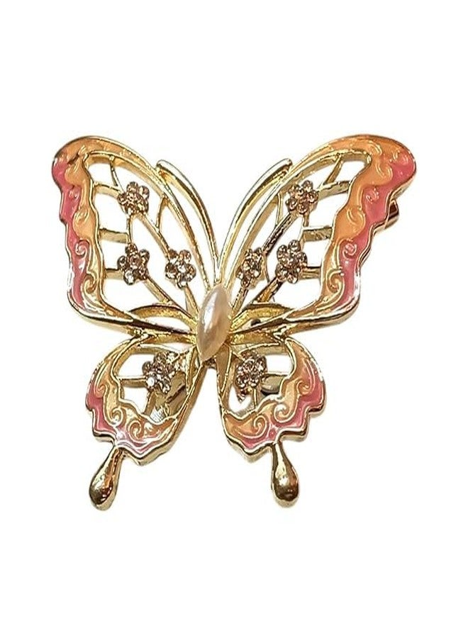 Plenteous Elegant Colorful Butterfly Brooch for Women - Enamel Metal Scarf Pin with Rhinestones, Fancy Saree Clip & Stylish Dress Accessory for Dupatta, Blazer, Shawl, Bridal Jewelry (1PCS, Multicolor) - Image 1