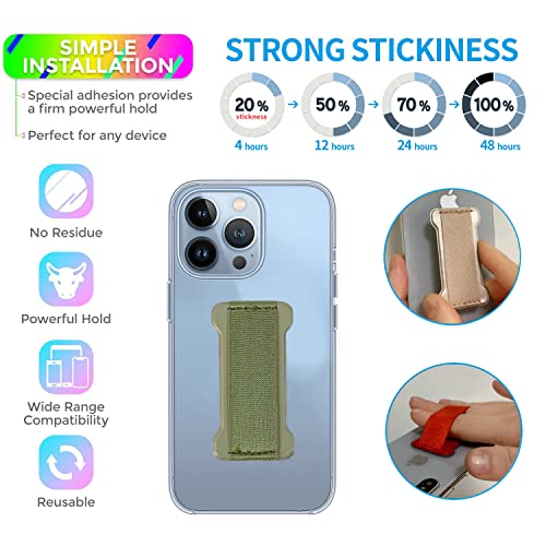 WUOJI Phone Grip Holder for Hand, Universal Finger Strap Phone Holder, Finger Selfie Grip Compatible with Most Smartphones (Green) - 2Pack - Image 2