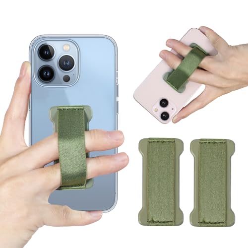 WUOJI Phone Grip Holder for Hand, Universal Finger Strap Phone Holder, Finger Selfie Grip Compatible with Most Smartphones (Green) - 2Pack - Image 1