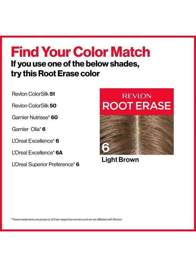 Revlon Permanent Hair Color by Revlon, Permanent Hair Dye, At-Home Root Erase with Applicator Brush for Multiple Use, 100% Gray Coverage, Light Brown (6), 3.2 Fl Oz - Image 3