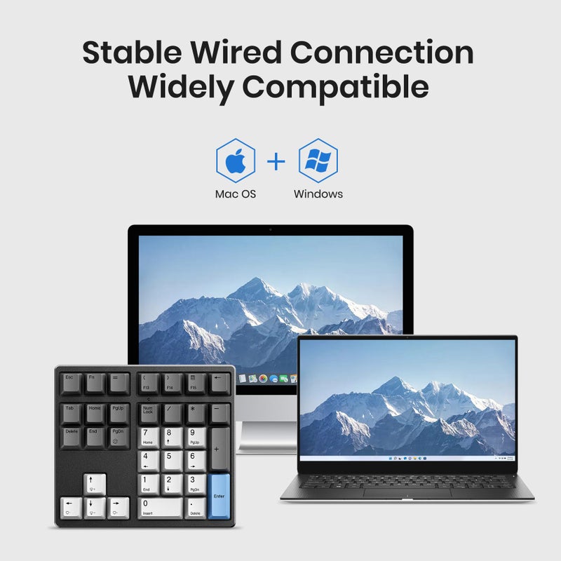 Kisnt Mechanical Number Pad,Hot Swappable Numpad with Gateron Switches,34 Keys Wired USB Keypad White Backlit Numeric Keypad with PBT Keycaps for Laptop PC Compact Keyboards(Red Switch) - Image 3