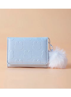 Leather Flip Wallet & Card Holder with 9 Pockets & Outter Pocket - Blue