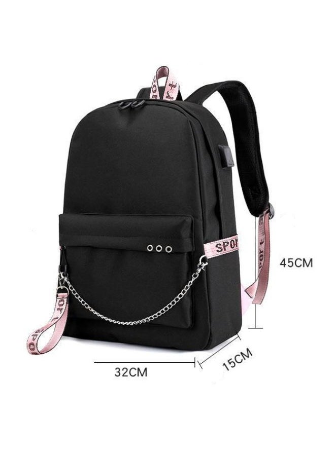 General - Combination lock backpack with USB headphone jack, Korea girl group Rose Lisa JISOO Jennie printed backpack, school bags for teenagers and elementary school students, men's and women's casual sports backpacks - Image 1