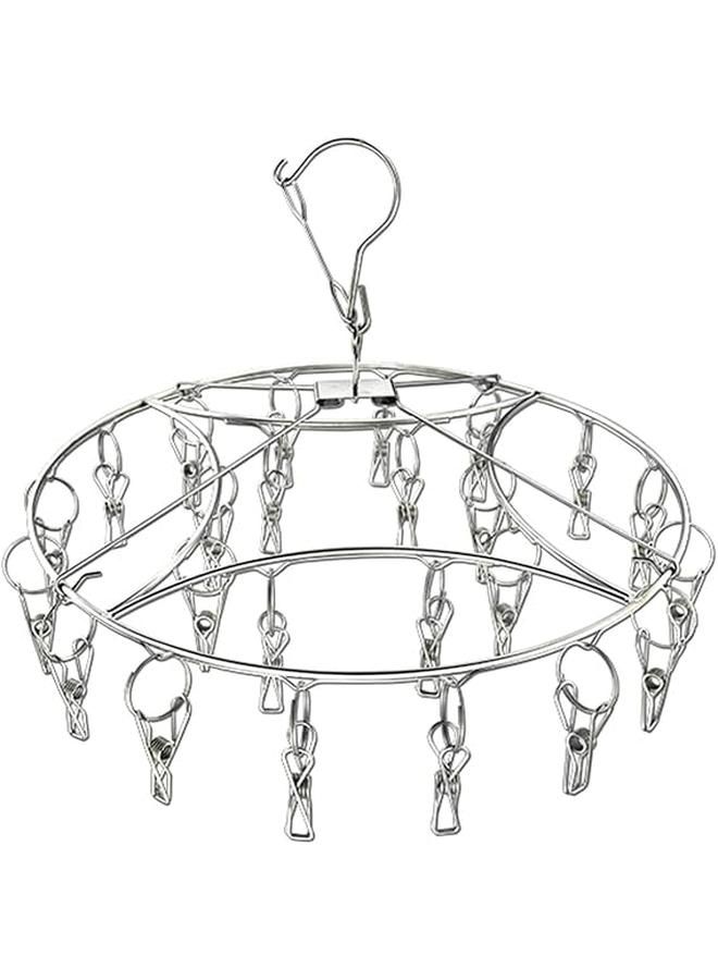 Round Hanging Drying Rack with 20 Clips, Stainless Steel, Sock Drying Hanger, Underwear Storage Rack, for Drying Towels, Bras, Lingerie, Baby Clothes(36 * 19cm)  - Image 1