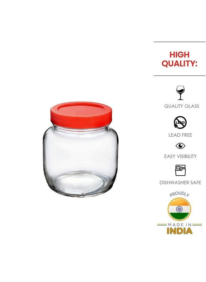 Cloudmart CLOUDMART Piramal Glass Round Shape Clear Jars And Containers For Kitchen Pantry,Snacks,Masala,Pickles,Dry Fruits,And Coffee Beans Storage With Red Color,Plastic Lid(Aahar Jar 250Ml,Set Of 8),Brown  - Image 5