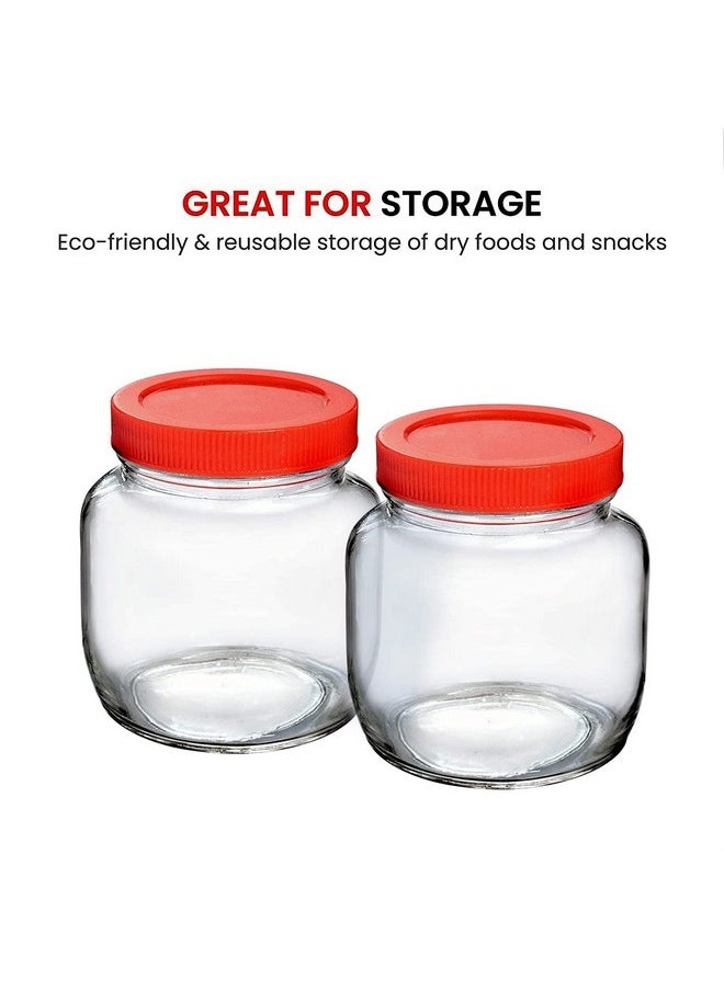 Cloudmart CLOUDMART Piramal Glass Round Shape Clear Jars And Containers For Kitchen Pantry,Snacks,Masala,Pickles,Dry Fruits,And Coffee Beans Storage With Red Color,Plastic Lid(Aahar Jar 250Ml,Set Of 8),Brown  - Image 4