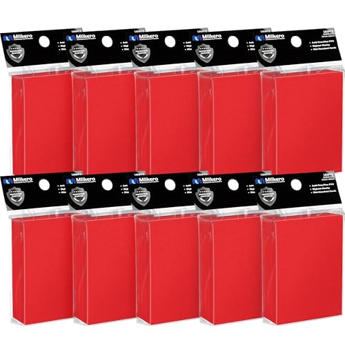 Mlikero 1000 Counts Red Card Sleeves Matte Sleeve Deck Card Protectors Trading Card Sleeves Fit for MTG TCG and Sports Cards Matte Red - Image 1