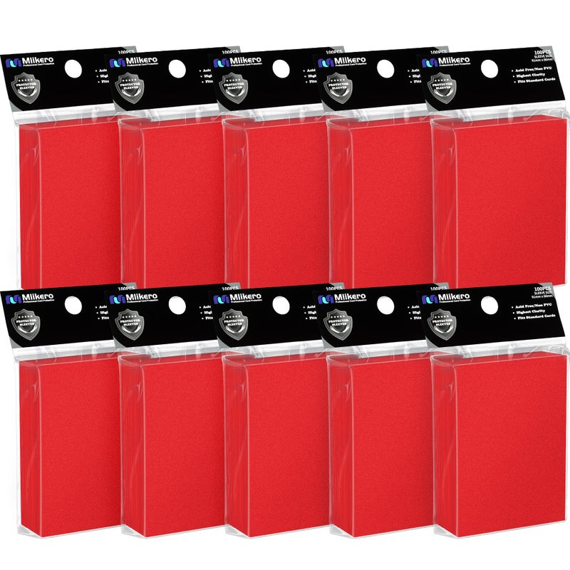 Mlikero 1000 Counts Red Card Sleeves Matte Sleeve Deck Card Protectors Trading Card Sleeves Fit for MTG TCG and Sports Cards Matte Red - Image 2