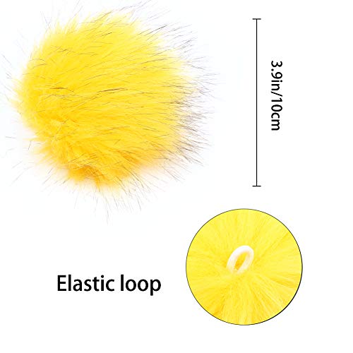 HOTOOLME 20 Pcs Colorful Faux Fur Pom Poms Balls , 4 Inch Fluffy Fur Pompoms with Elastic Loop for Knitted Hat Gloves Bags Keychains Accessories (10 Bright Colors, 2 Pcs Per Color) - Image 2