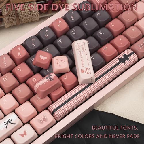 TIMSEKER FOA Profile PBT Keycaps Set - 5 Side Dye Sublimation Gradient Pink and Brown Key Caps for ANSI Layout Mechanical Gaming Keyboard, 145 Keys - Image 5
