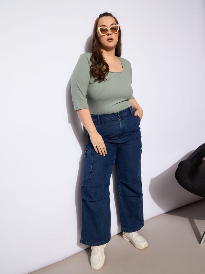 SASSAFRAS Sassafras Plus Size Straight Fit Jeans with Side Pockets Details  - Image 2