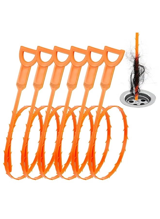 6 قطع مزيل انسداد الصرف الصحي، مزيل شعر الصرف الصحي، ثعبان السباكة، منظف الصرف الصحي مزيل انسداد الشعر، سهل وسريع الاستخدام على معظم المصارف ﻿ - Image 1