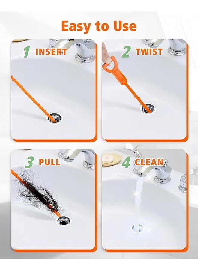 6 قطع مزيل انسداد الصرف الصحي، مزيل شعر الصرف الصحي، ثعبان السباكة، منظف الصرف الصحي مزيل انسداد الشعر، سهل وسريع الاستخدام على معظم المصارف ﻿ - Image 4