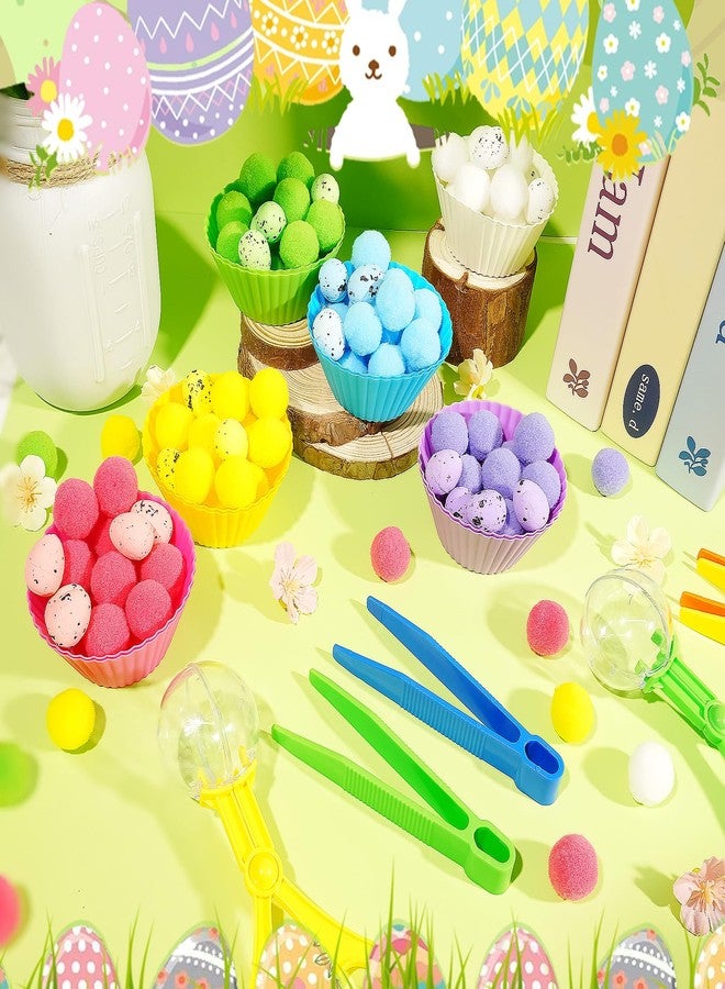 Bbiamsleep 318 Pcs Easter Sensory Bin Filler Fine Motor Skills Spring Sensory Bin Items Counting Sorting Pom Poms Decorations Include Mini Rabbit Figurines for Easter Sorting Counting - Image 3