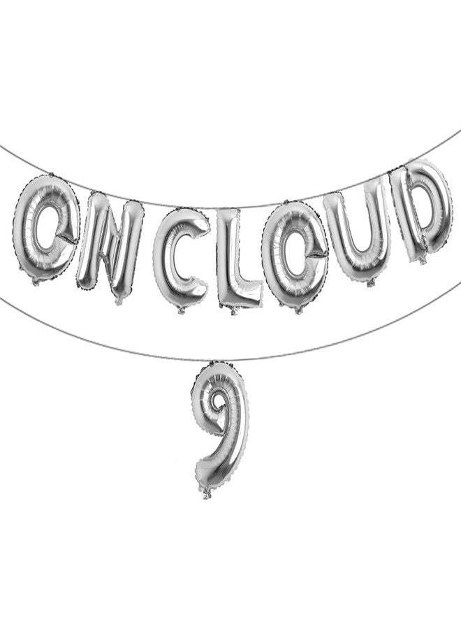 RUIANSI On Cloud 9 Multicolor Balloons Banner On Cloud Nine Birthday Party Decorations for 9 Year Old Girl 9th Birthday Party Invite Decorations (ON CLOUD 9 Silver) - Image 2