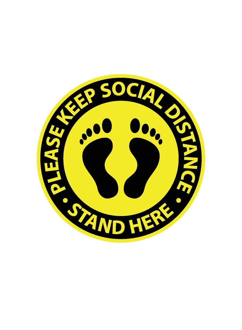 Generic UV Resistant Anti-Glare Adhesive COVID-19 Protocol Stickers, Keep Safe Distance, Stand Here, Mask is Mandatory, Wash Hands Don't Touch (Keep Safe Distance)  - Image 1