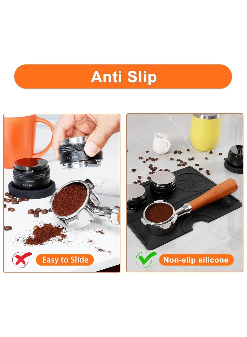 قاعدة تحضير القهوة  من السيليكون عالي الجودة مضادة للانزلاق مزودة بمناطق مخصصة للتامبر والبورتافلتر وأدوات الإسبريسو لتحضير القهوة باحترافيه - Image 3