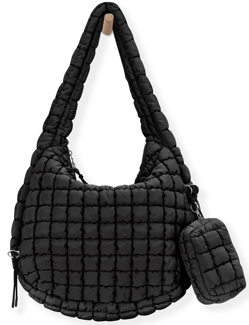 GASSDA Puffer Tote Bag for Women Large Quilted Puffy Lightweight Carryall Crossbody Tote Bag for Women (black) - Image 1