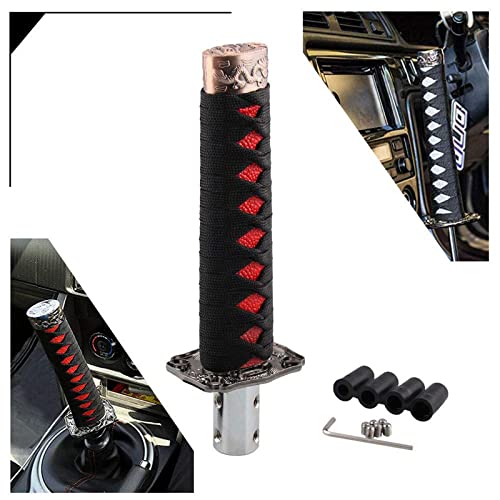 RYANSTAR RACING RYANSTAR Katana Shift Knob Samurai Sword Gear Shifter with 4 Adapters Universal Fit Compatible with Manual Cars Most Automatic Cars with 4 Adapters Black+Red - Image 1
