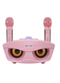SDRD SD-306 Karaoke Machine Portable Speaker Bluetooth Karaoke Speaker With Dual Wireless Mic For Kids And Adults Wireless Speaker Karaoke Speaker With Microphone For Party Bluetooth Speaker Rose Gold 