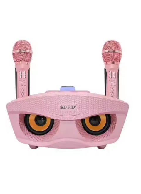 SD-306 Karaoke Machine Portable Speaker Bluetooth Karaoke Speaker With Dual Wireless Mic For Kids And Adults Wireless Speaker Karaoke Speaker With Microphone For Party Bluetooth Speaker Rose Gold