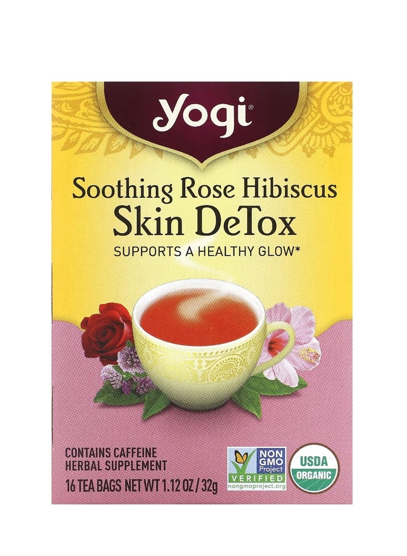 Yogi Tea Skin DeTox Soothing Rose Hibiscus 16 Tea Bags 1.12 oz (32 g) - Image 1