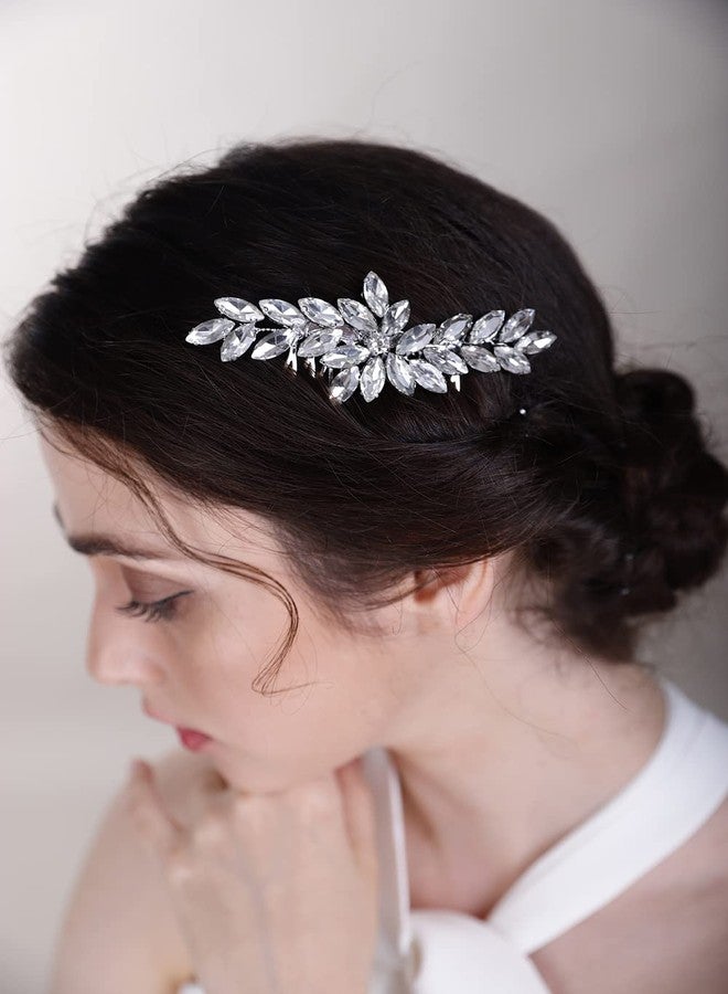 BERYUAN Simple Crystals Hair Comb for Women Girls Bride Hair Comb Multi-Color Comb Green - Image 5